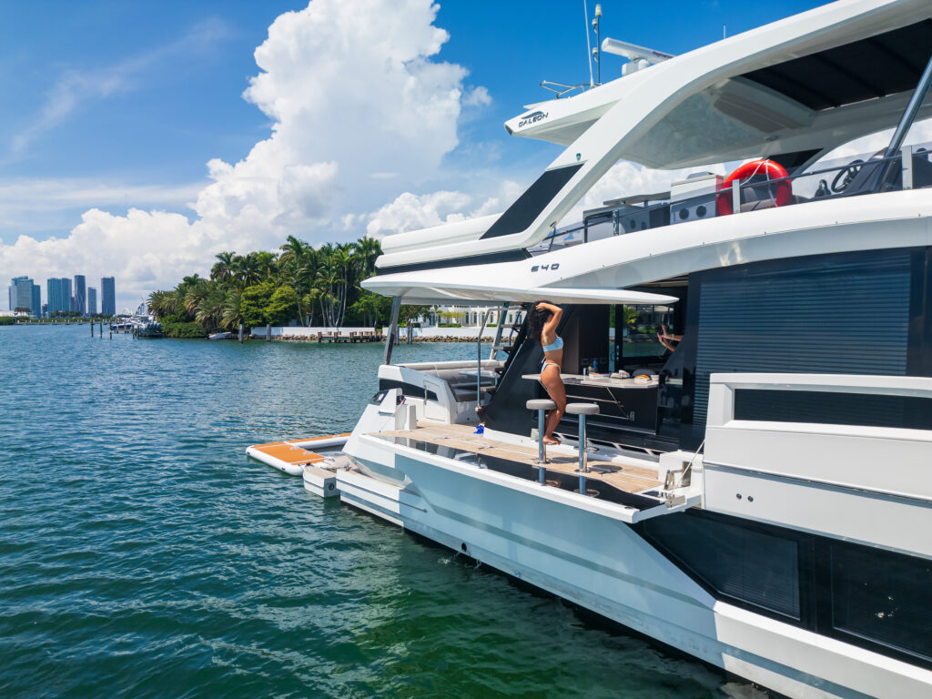 68 Galeon yacht charter Miami exterior view