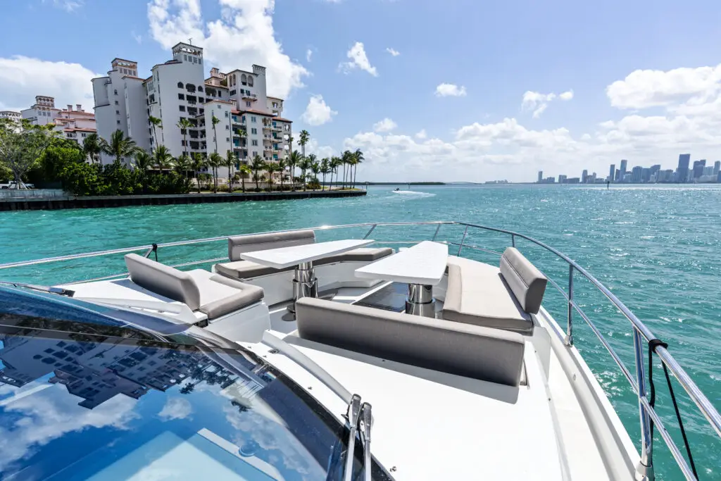 Miami yacht charter outdoor dining area