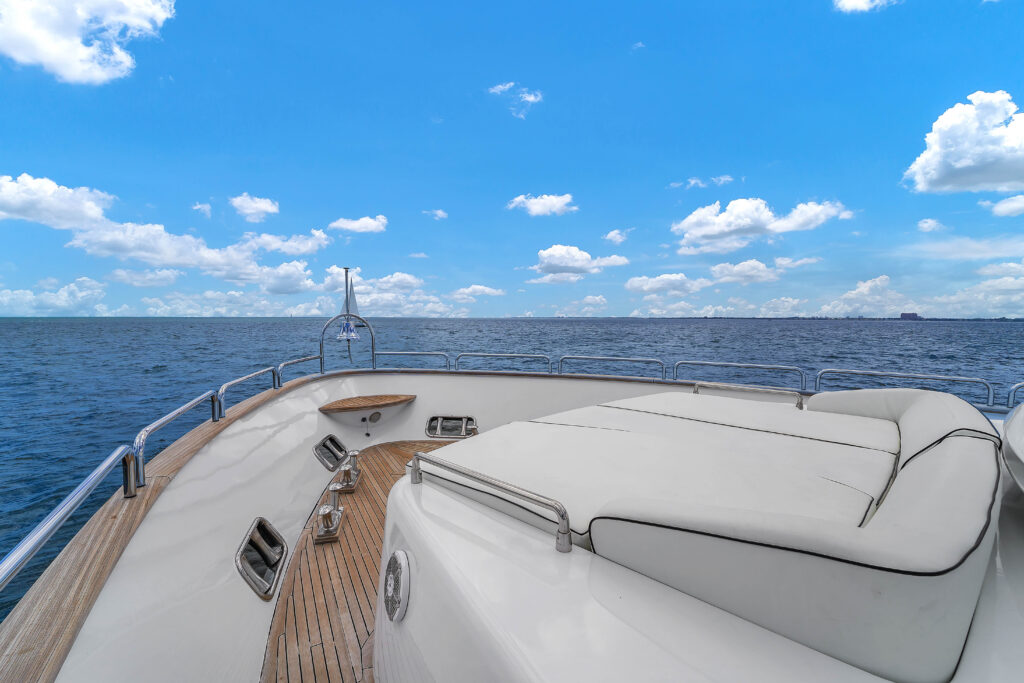 Expansive sun deck on 105 foot Azimut Sale Vita luxury yacht