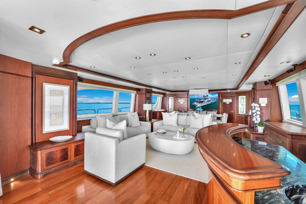 Elegant Italian salon interior aboard 105 Azimut Sale Vita yacht