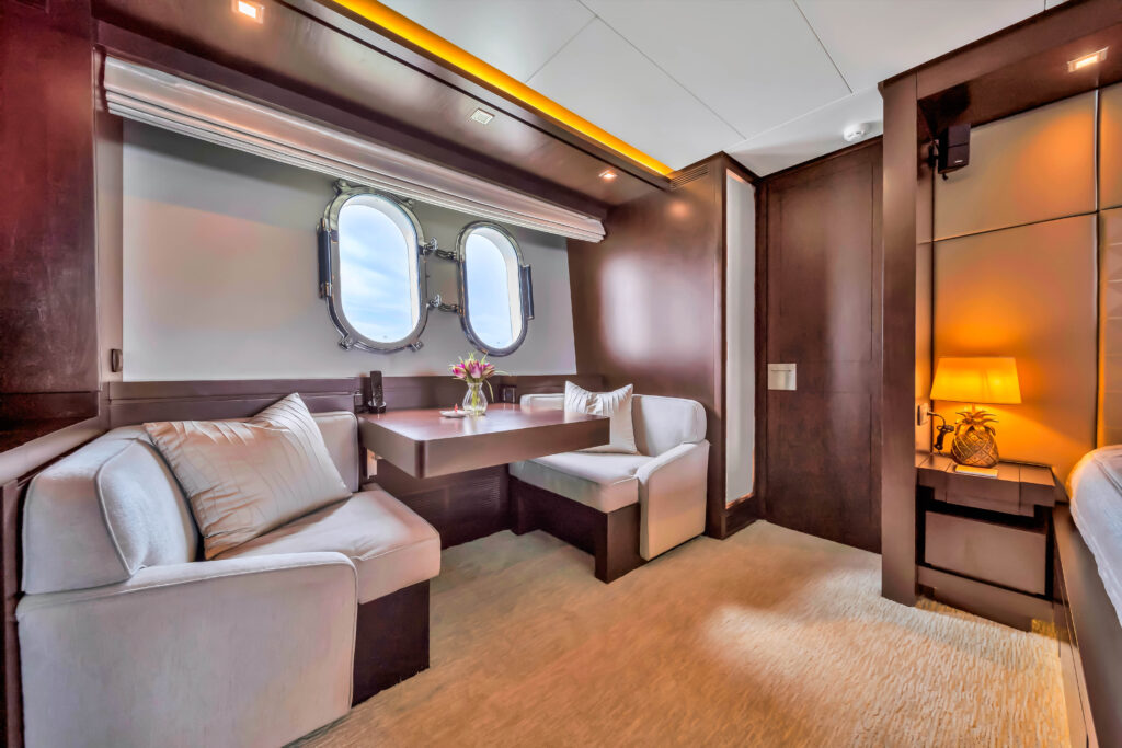 Master stateroom with Smart TV 116 Azimut yacht Miami