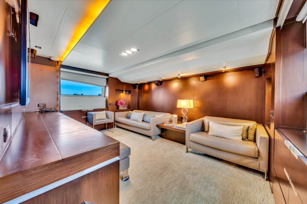 Lavish European salon interior aboard 116 Azimut luxury yacht