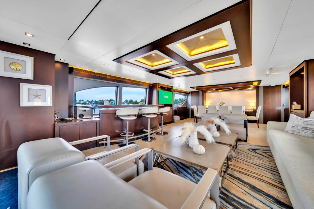 Lavish European salon interior aboard 116 Azimut luxury yacht