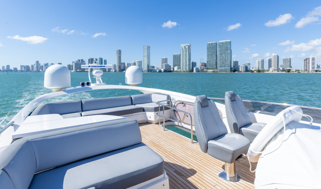 Miami Beach skyline view from luxury yacht charter
