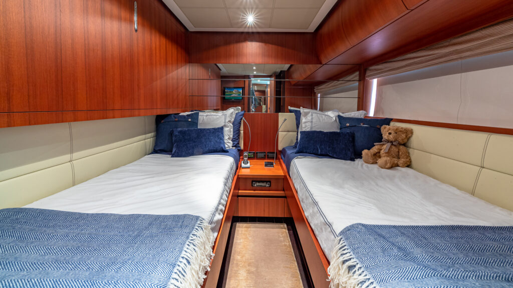 Contemporary stateroom 2025 refit 90 Pershing yacht Miami