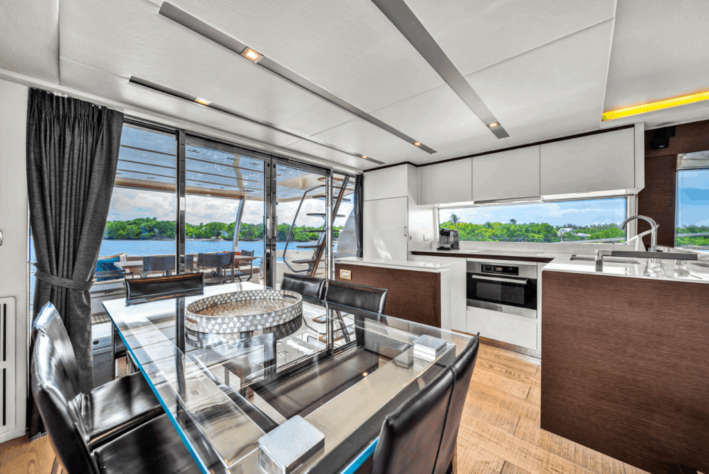 Modern salon interior 75 Prestige Oceana yacht Hollywood