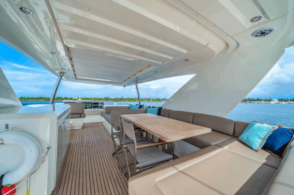 Flybridge with ocean views on 75 Prestige Oceana luxury yacht