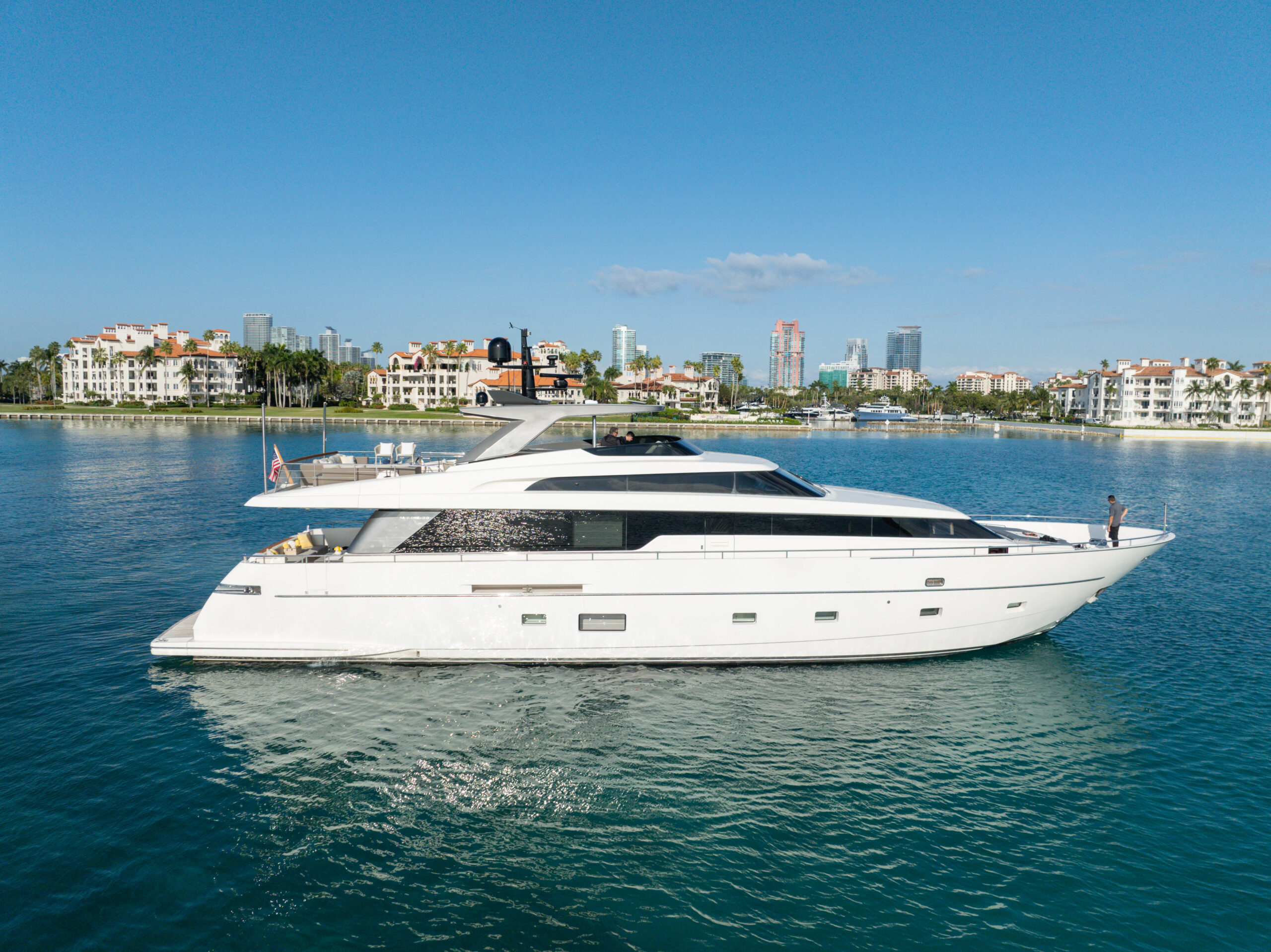 Luxury 97 foot San Lorenzo yacht charter Miami Italian design