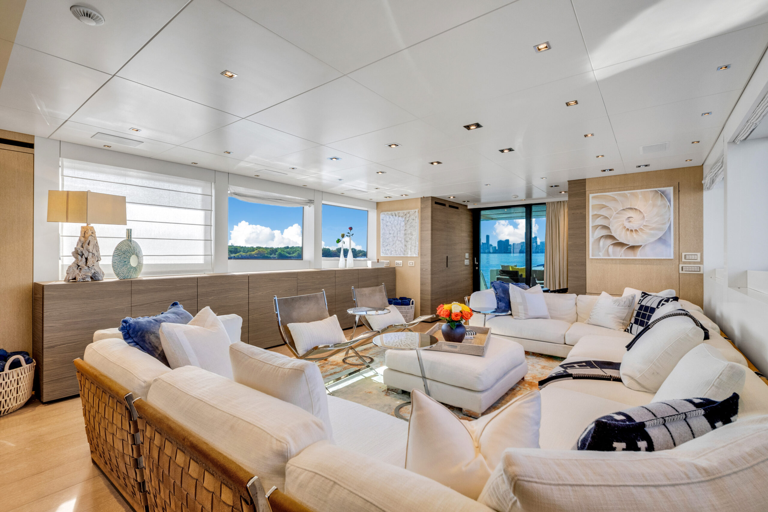 Luxurious Italian salon interior aboard 97 San Lorenzo yacht