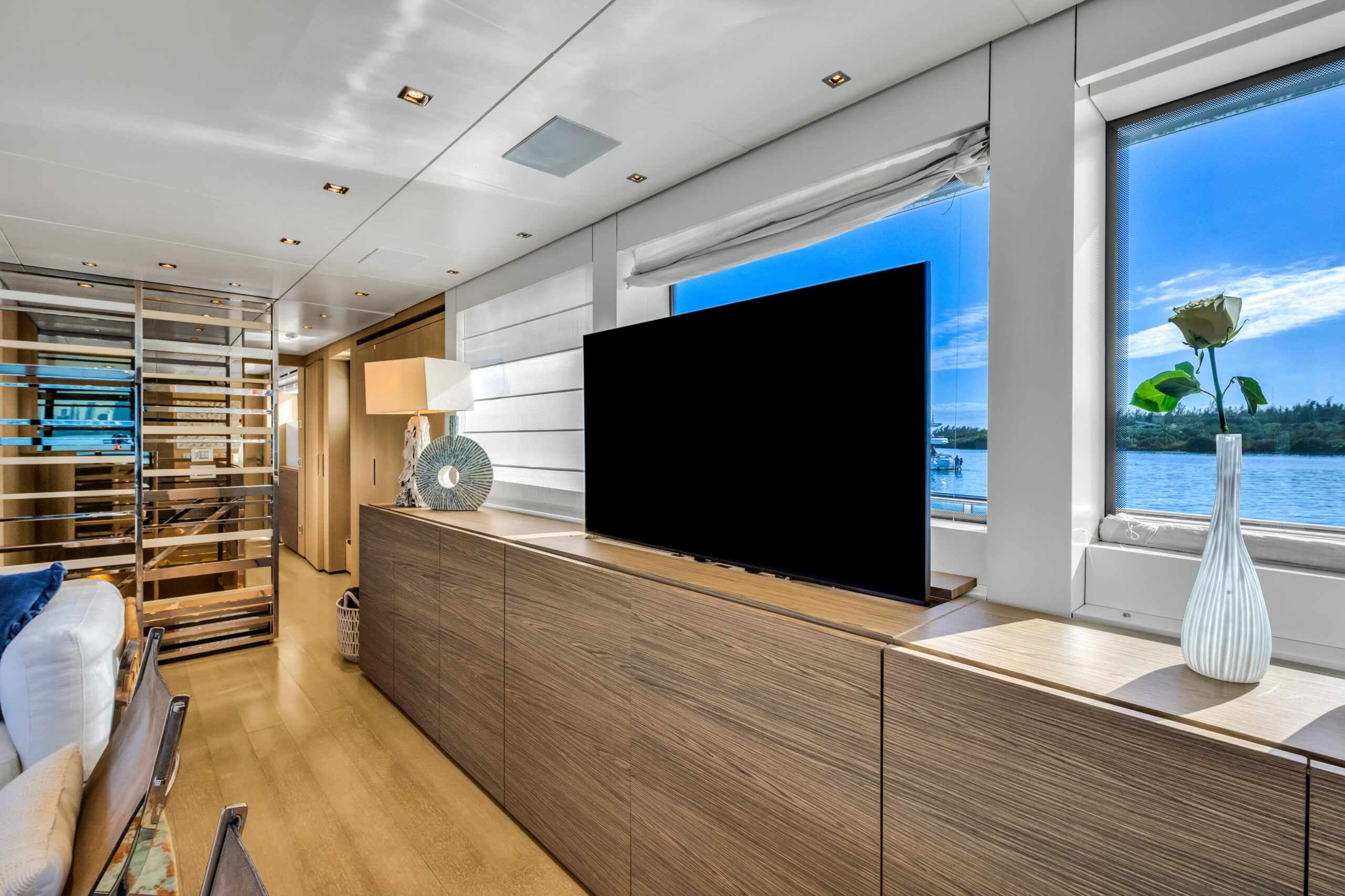 Luxurious Italian salon interior aboard 97 San Lorenzo yacht