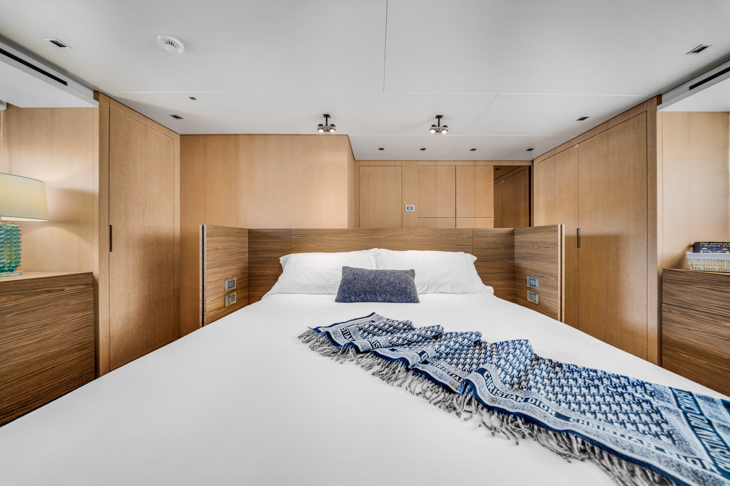 Elegant stateroom interior 97 foot San Lorenzo Italian yacht