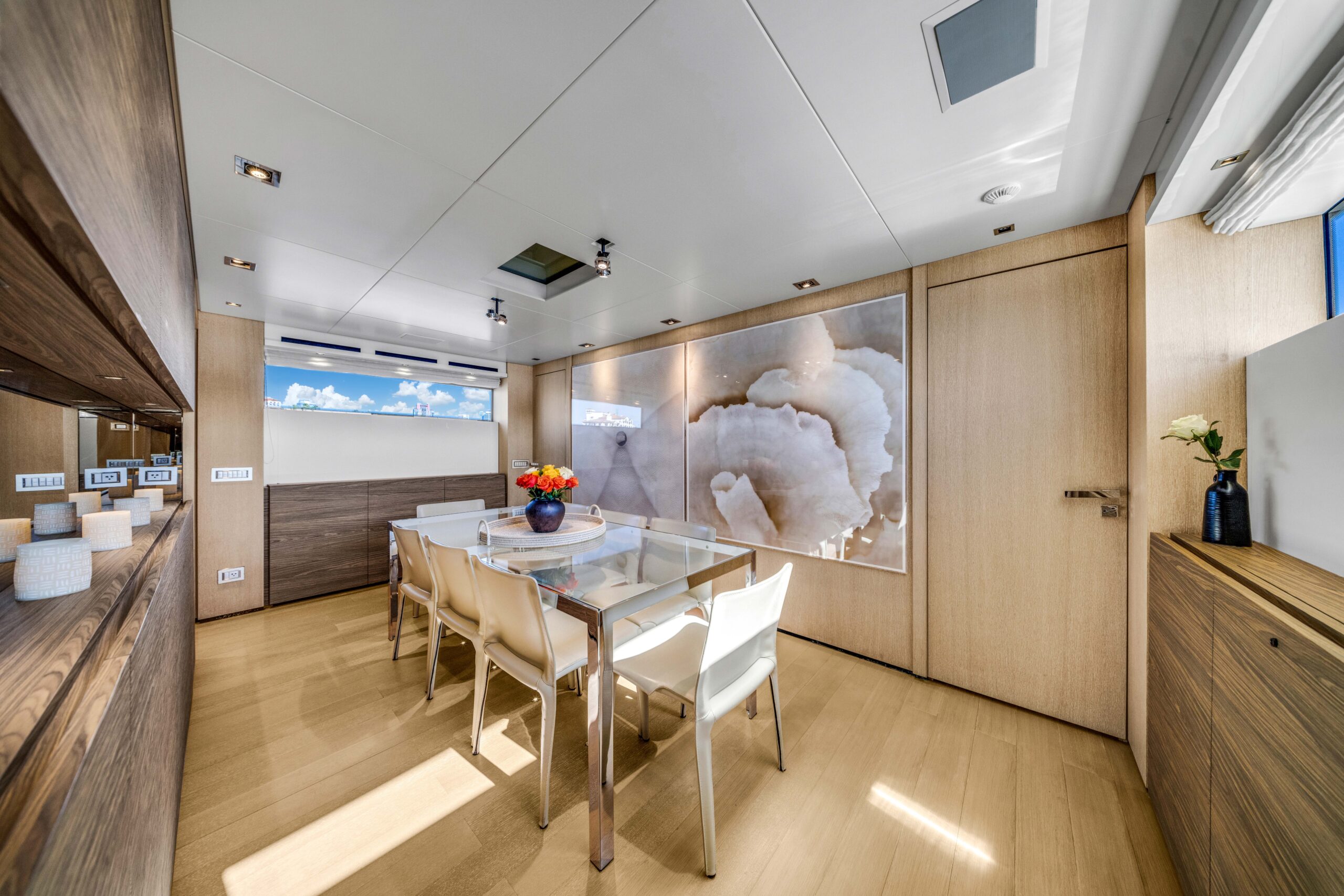 Luxurious Italian salon interior aboard 97 San Lorenzo yacht