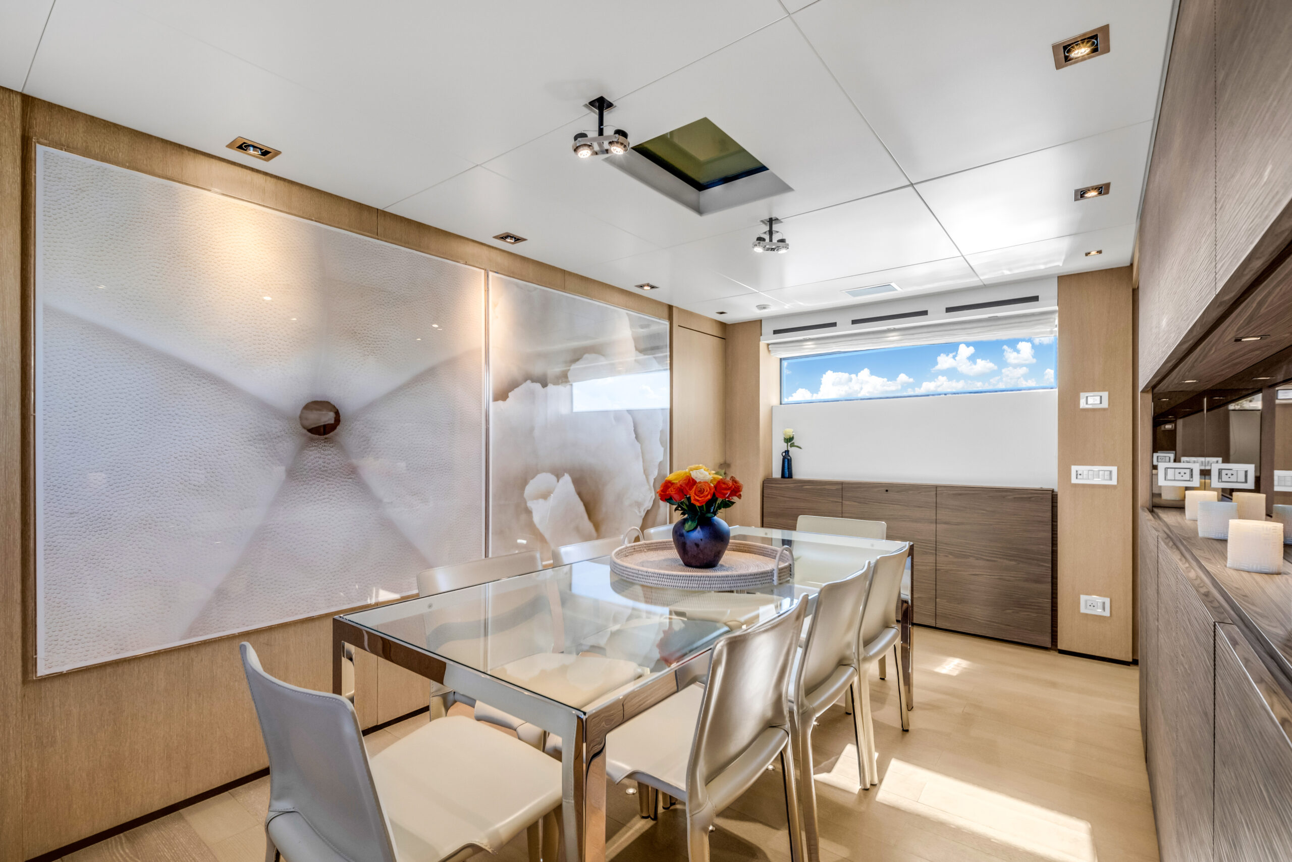 Luxurious Italian salon interior aboard 97 San Lorenzo yacht