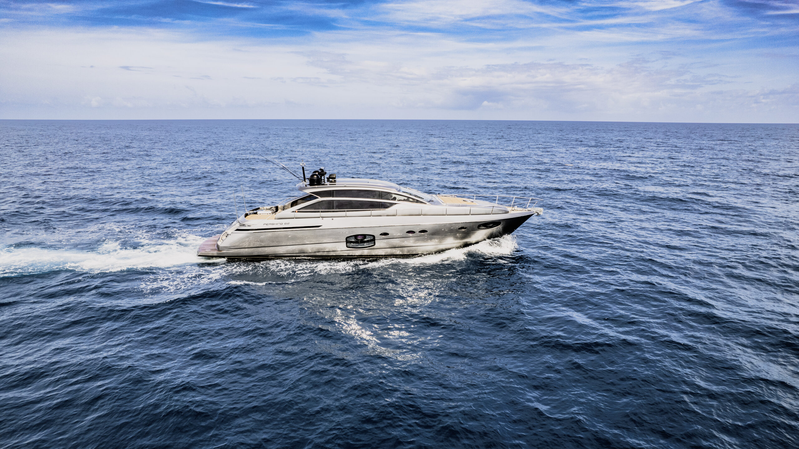 Primary/Hero: Luxury 62 foot Pershing yacht charter at Venetian Marina Miami