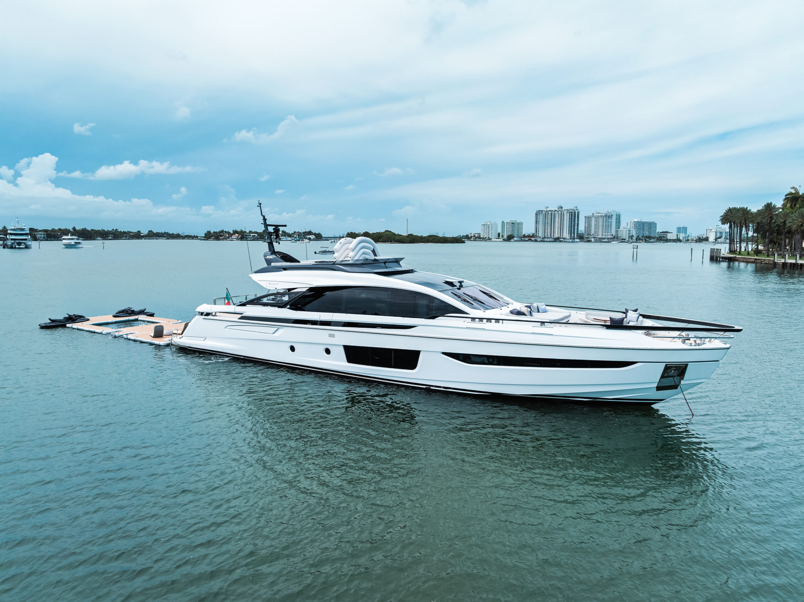 Luxury 94 foot Azimut yacht charter at Bayside Marina Miami