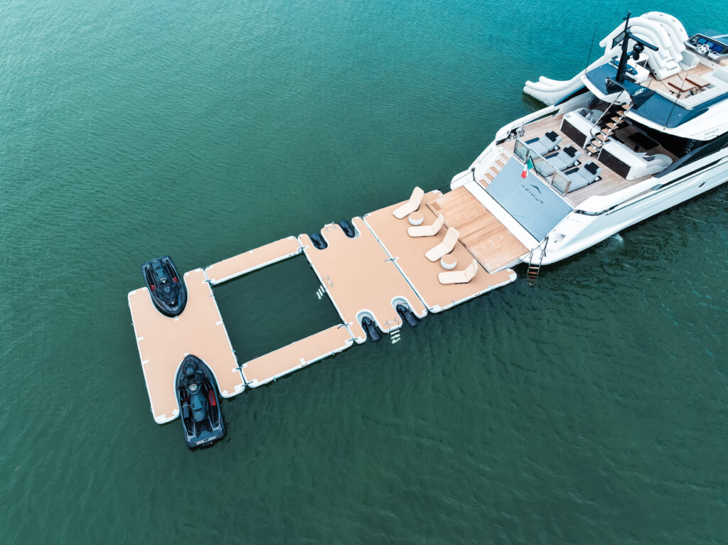 Extended swim platform with pool on 94 Azimut luxury yacht