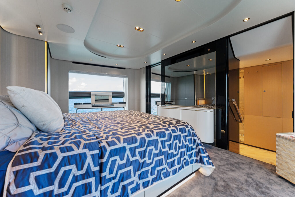 Modern luxury stateroom 88 Azimut 2023 yacht Miami charter