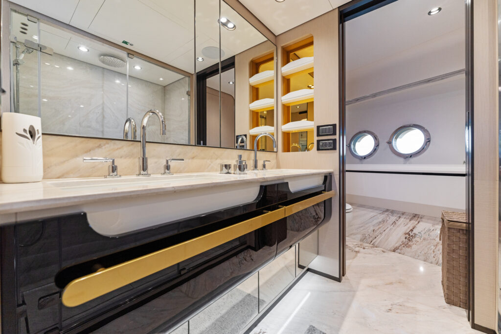 Modern luxury bathroom 88 Azimut 2023 yacht Miami charter