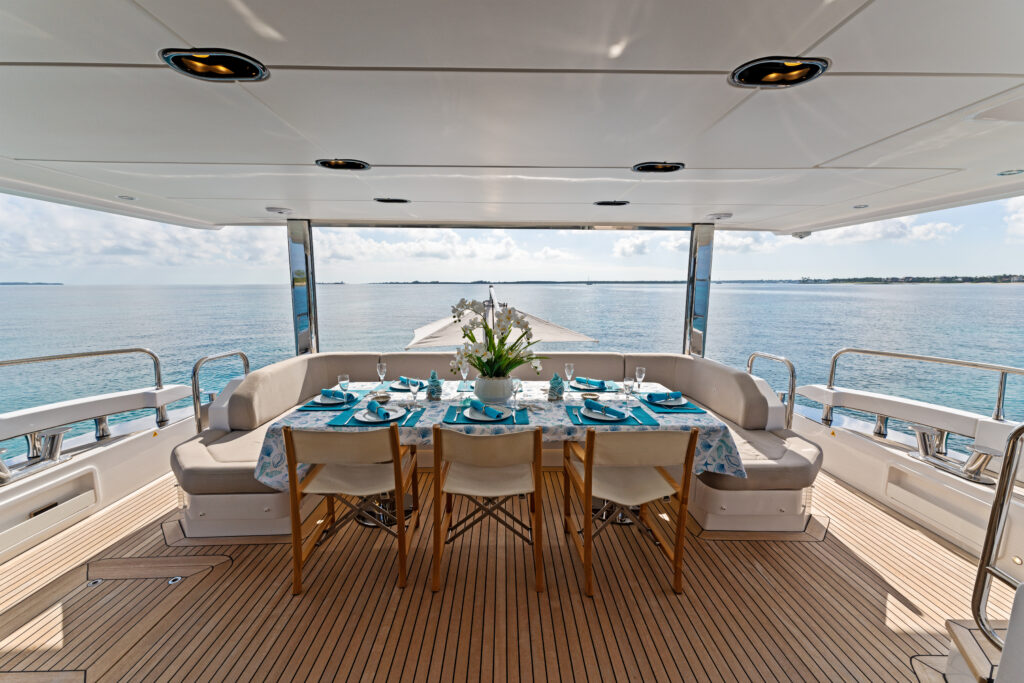 Spacious open deck on 88 foot Azimut 2023 yacht charter Miami