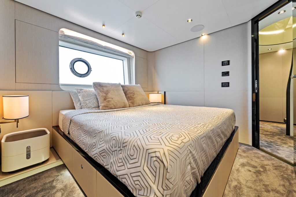 Modern luxury stateroom 88 Azimut 2023 yacht Miami charter