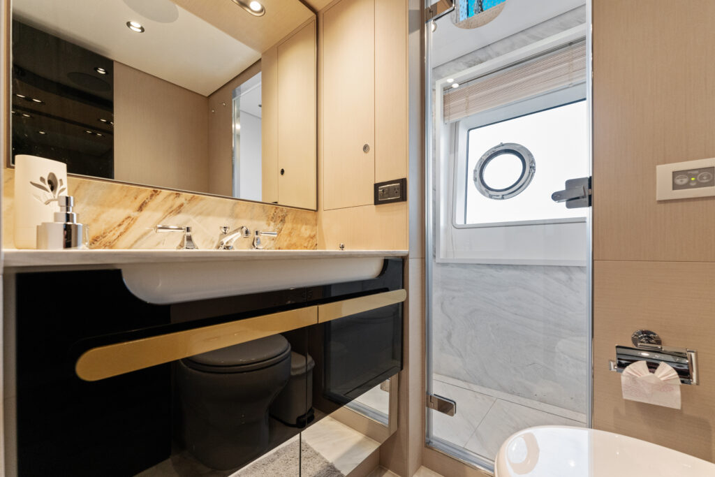 Modern luxury bathroom 88 Azimut 2023 yacht Miami charter
