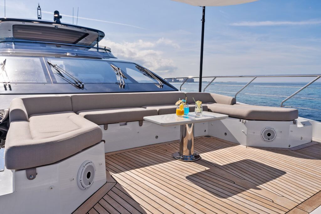 Spacious open deck on 88 foot Azimut 2023 yacht charter Miami