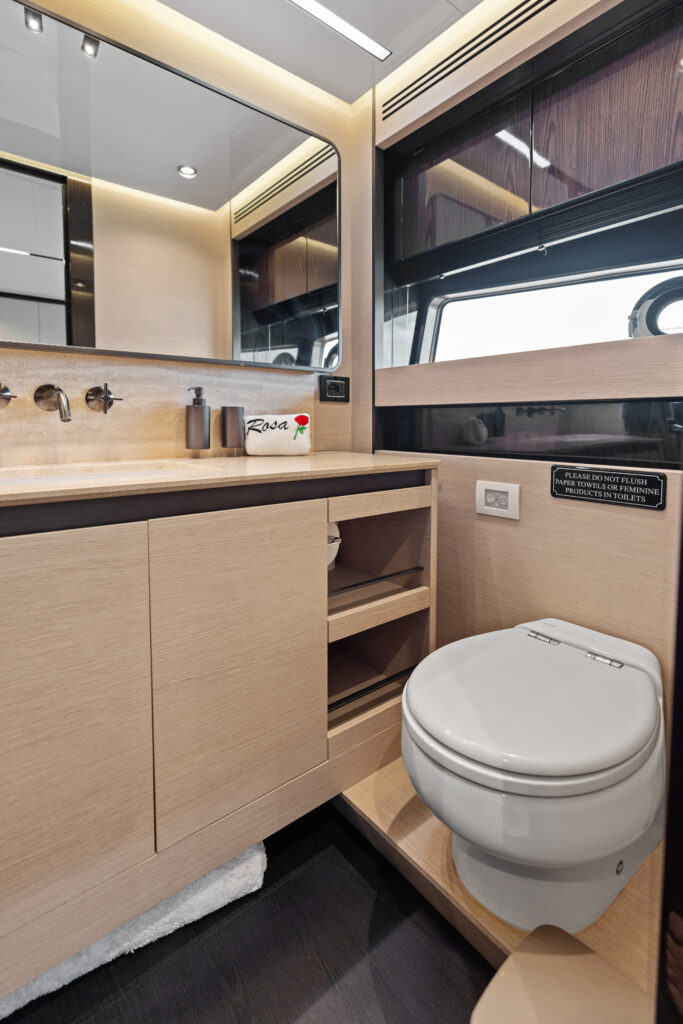 Luxury bathroom interior 94 foot Azimut yacht Miami charter