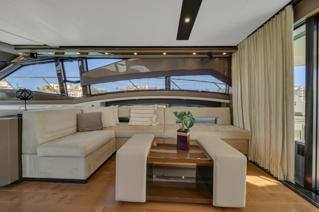 Elegant salon interior aboard 66 Marquis luxury yacht