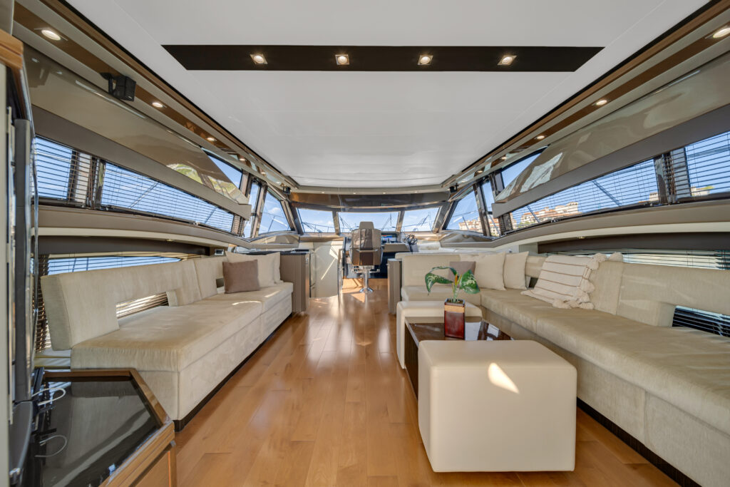 Elegant salon interior aboard 66 Marquis luxury yacht