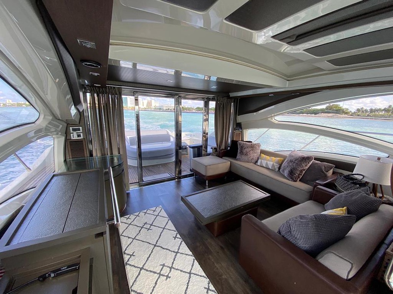 Elegant plush salon interior aboard 62 Azimut Life is Great yacht