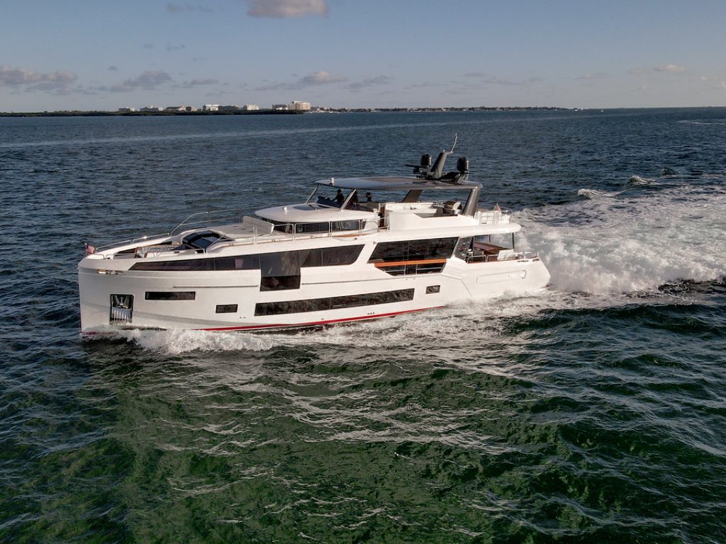 Luxury 88 foot Sirena yacht charter with water toys Island Gardens Marina Miami